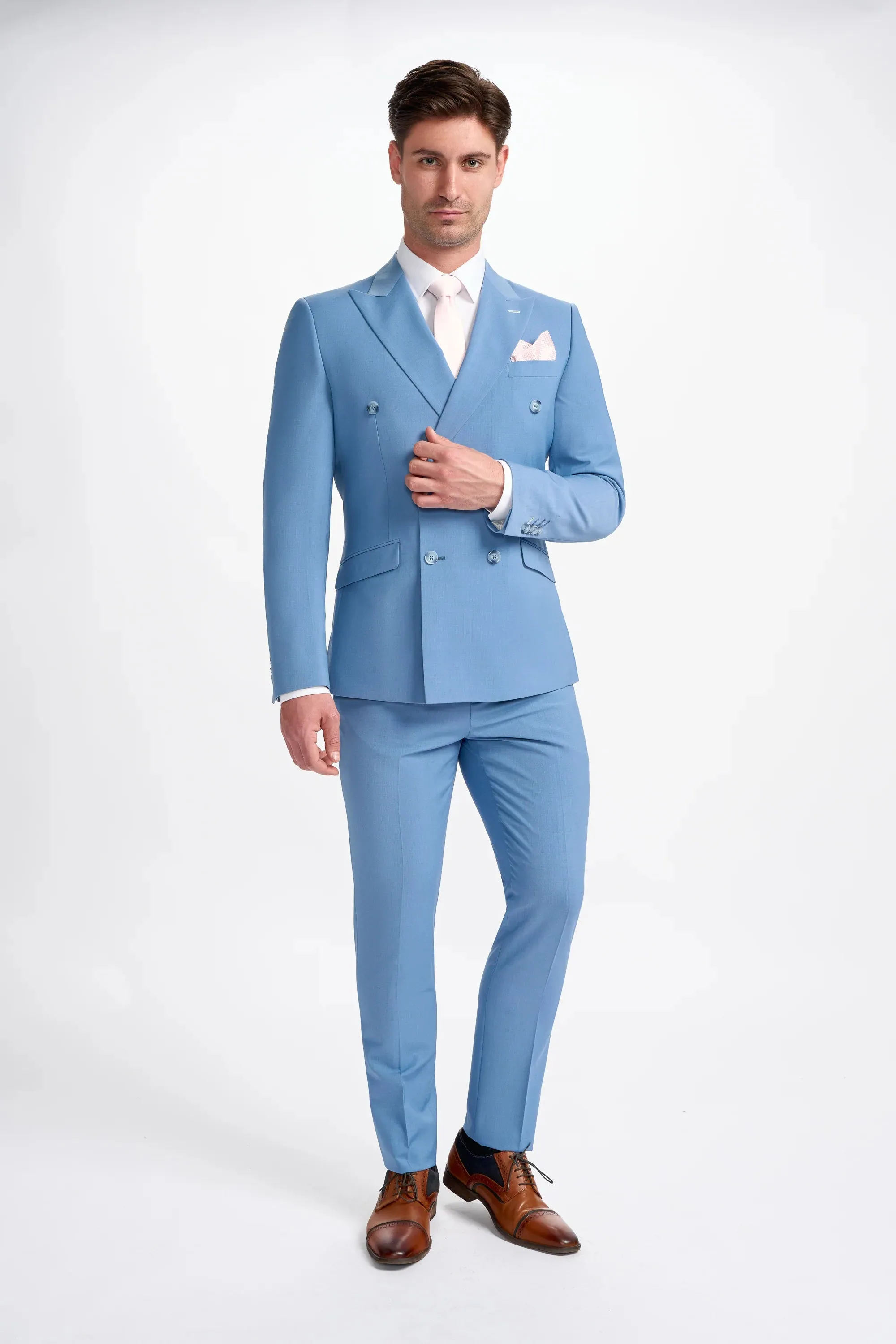 Formal 2 Pieces Mens Suit Flat Peak Lapel Tuxedos For Wedding (Blazer+Pants) sold by Mens Event Wear product image thumbnail 5