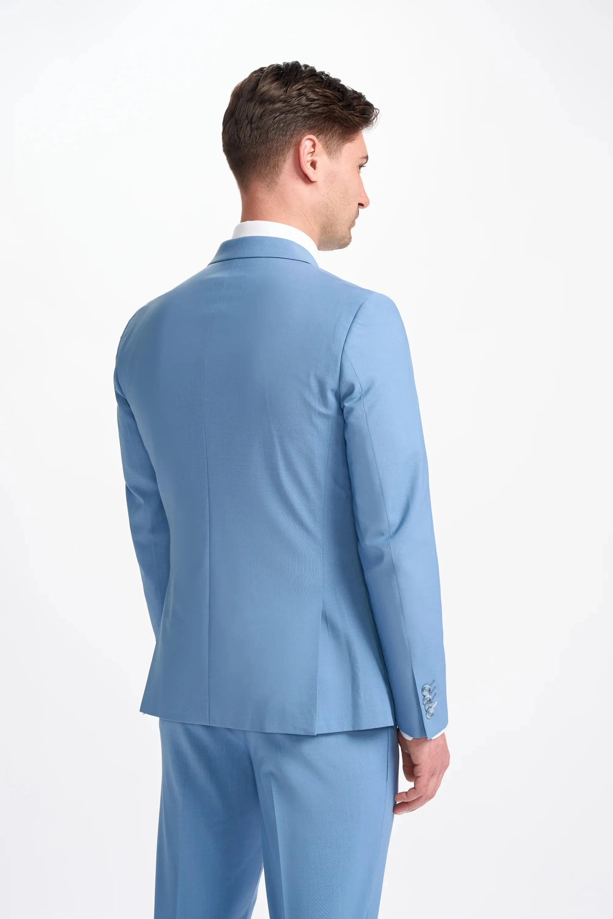 Formal 2 Pieces Mens Suit Flat Peak Lapel Tuxedos For Wedding (Blazer+Pants) sold by Mens Event Wear product image thumbnail 4