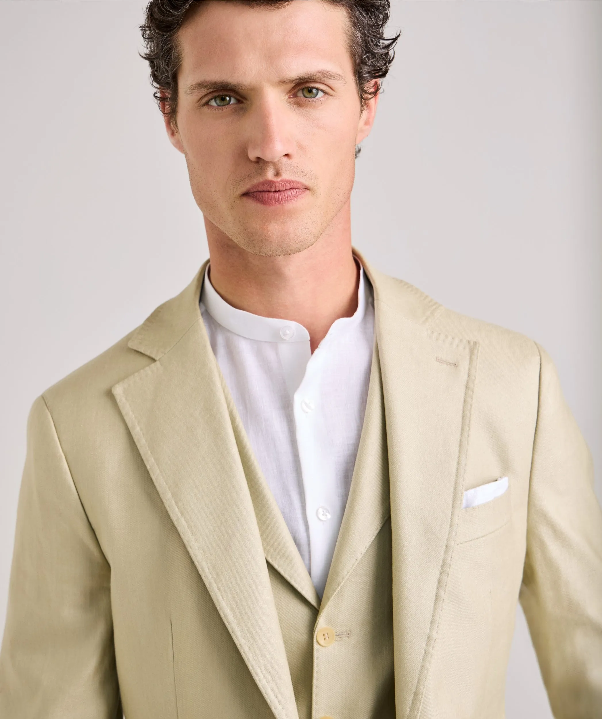 Formal 3 Pieces Mens Suit Flat Linen Notch Lapel Suit(Blazer+Vest+Pants) sold by Mens Event Wear product image thumbnail 3