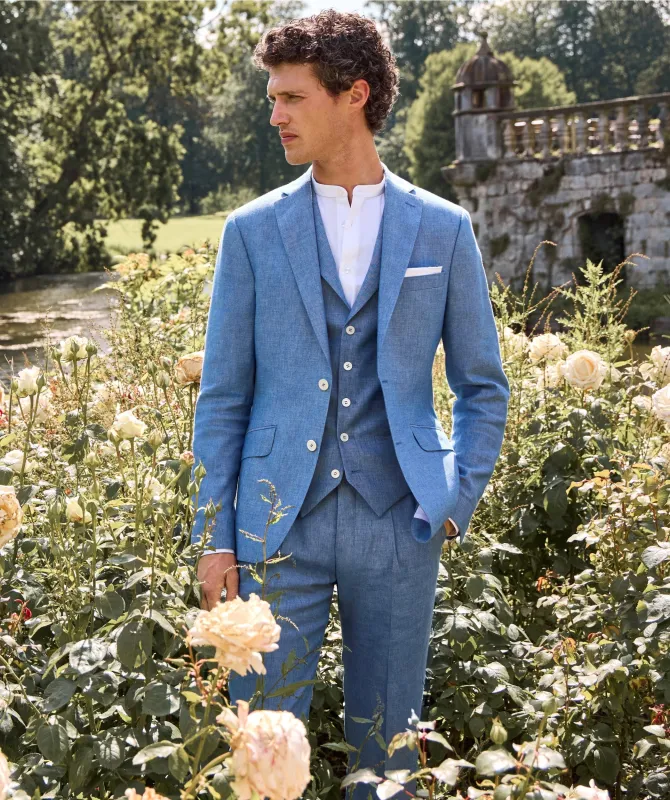 Formal 3 Pieces Mens Suit Flat Linen Notch Lapel Suit(Blazer+Vest+Pants) sold by Mens Event Wear