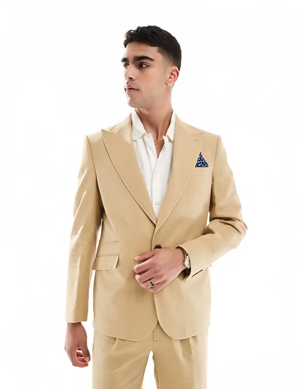 Fashion 2 Piece Men's Suit Flat Peak Wedding Lapel (Blazer + Pants) sold by Mens Event Wear