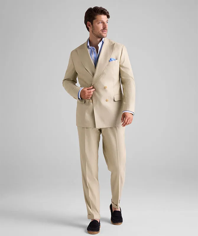 Formal 2 Pieces Mens Suit Flat Linen Peak Lapel Tuxedos For Wedding (Blazer+Pants) sold by Mens Event Wear