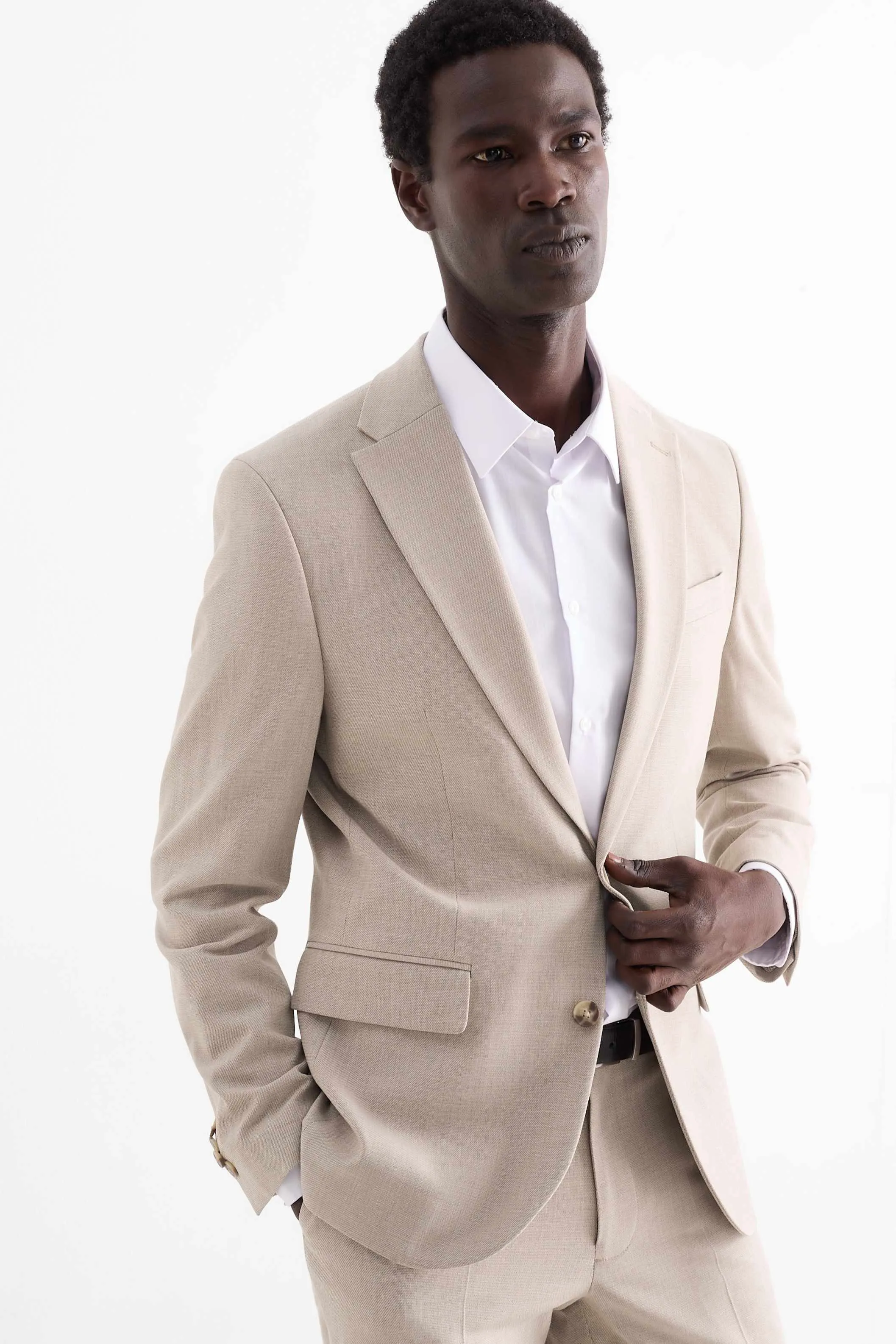 Casual 2 Piece Men's Suit Flat Notched Wedding Lapel (Blazer + Pants) sold by Mens Event Wear