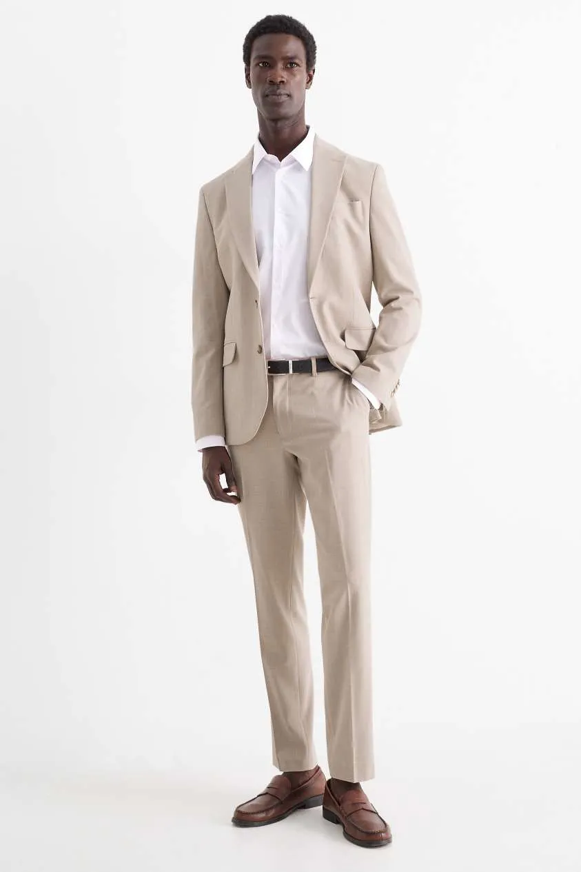 Casual 2 Piece Men's Suit Flat Notched Wedding Lapel (Blazer + Pants) sold by Mens Event Wear product image thumbnail 3