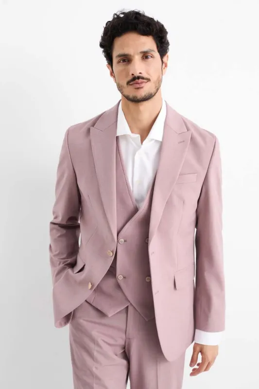 Formal Men's Suits Slim Fit 3 Pieces Peak Lapel Tuxedos (Blazer+Vest+ Pant) sold by Mens Event Wear