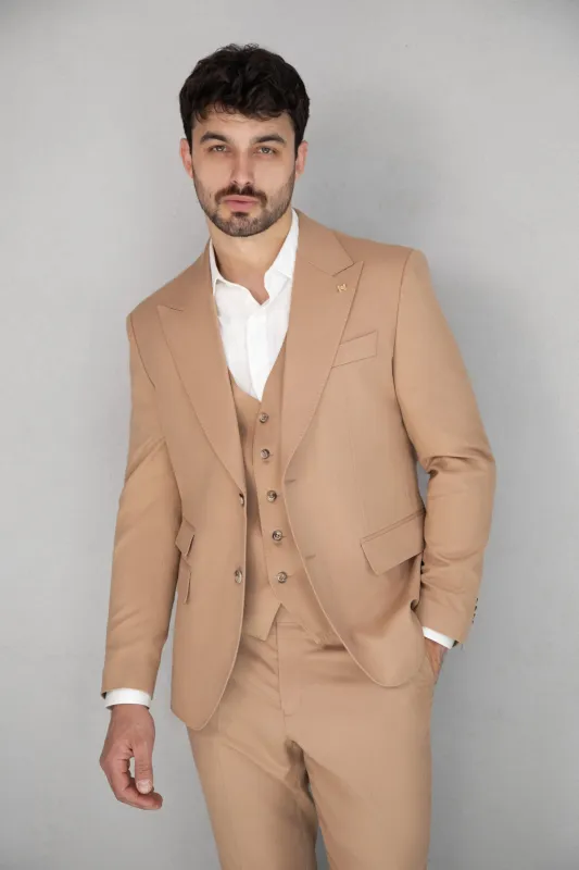 Fashion Men's 3 Pieces Flat Peak Lapel Tuxedos For Party (Blazer+vest+Pants) sold by Mens Event Wear