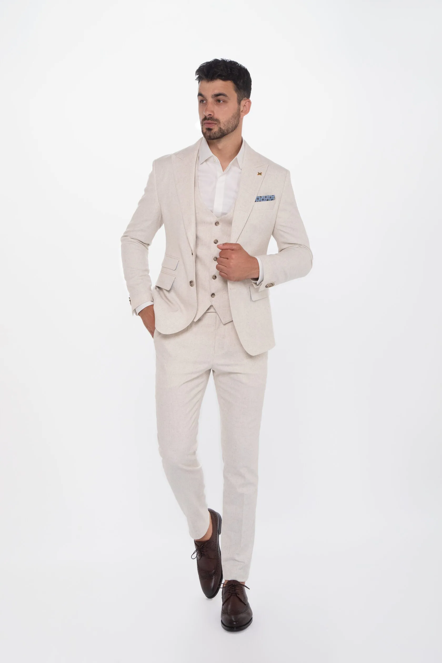 Casual Men's Three-Piece Peak Lapel Wedding Suit for Men (Blazer + Vest + Pants) sold by Mens Event Wear product image thumbnail 3