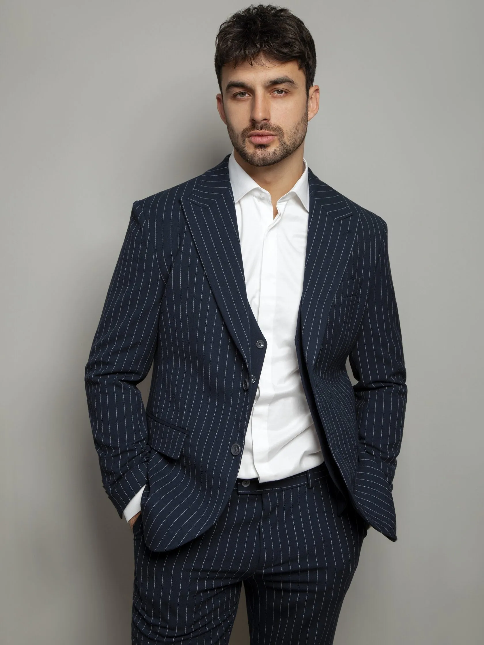 Formal Men's 3 Pieces Mens Suit Notch Lapel Striped Tuxedos (Blazer+Vest+Pants) sold by Mens Event Wear product image thumbnail 2