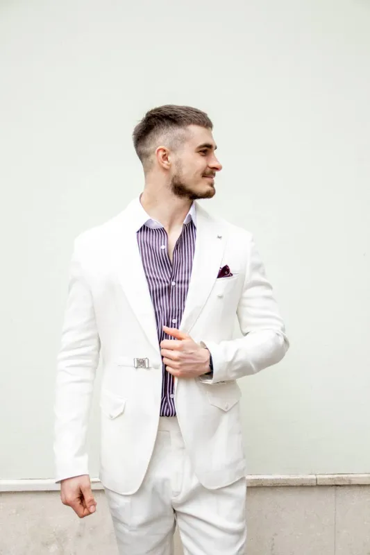 Fashion 2 Piece Men's Suit Flat Peak Wedding Lapel (Blazer + Pants) sold by Mens Event Wear