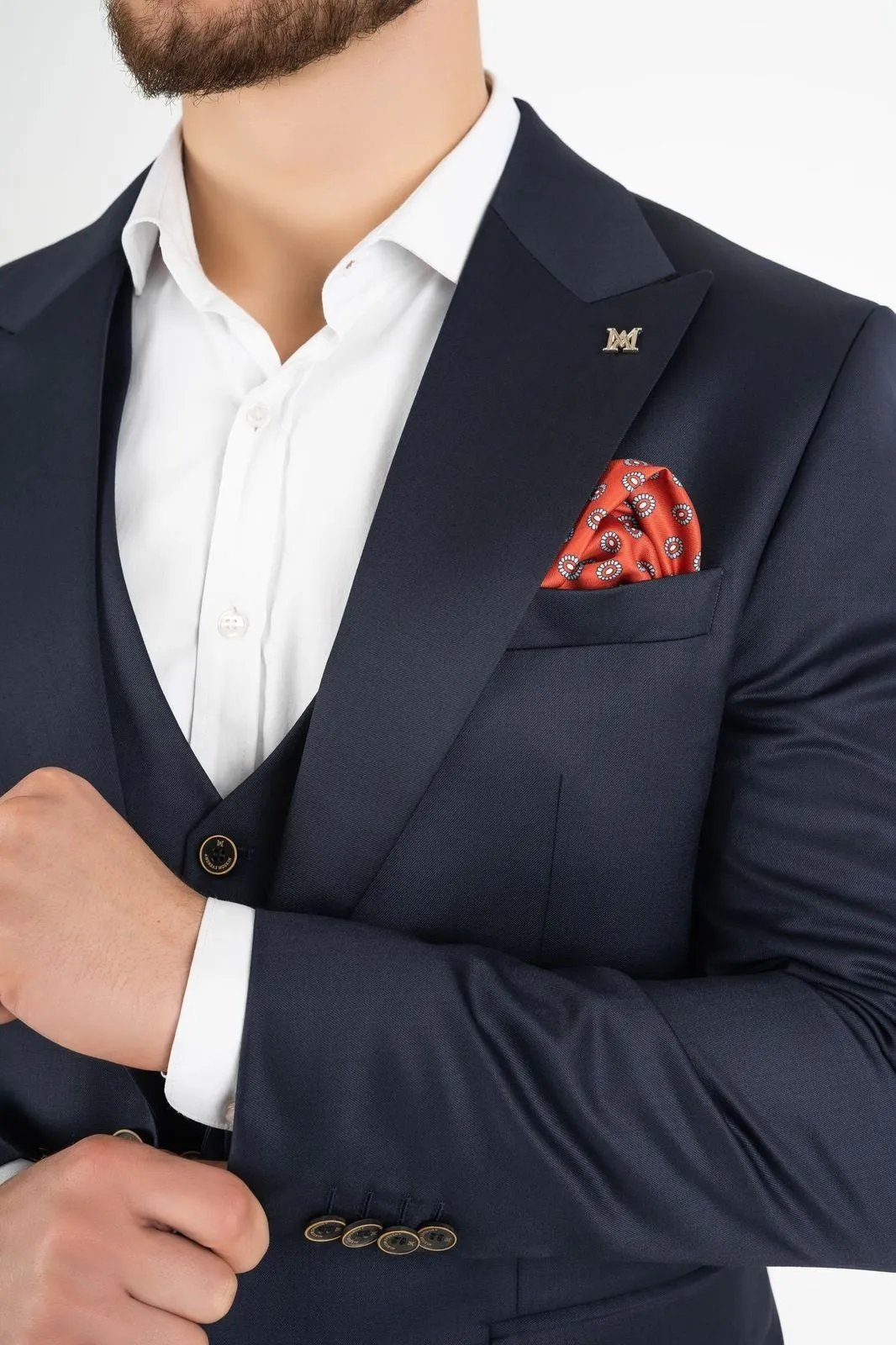 Fashion Men's 3 Pieces Flat Peak Lapel Tuxedos For Party (Blazer+vest+Pants) sold by Mens Event Wear product image thumbnail 5