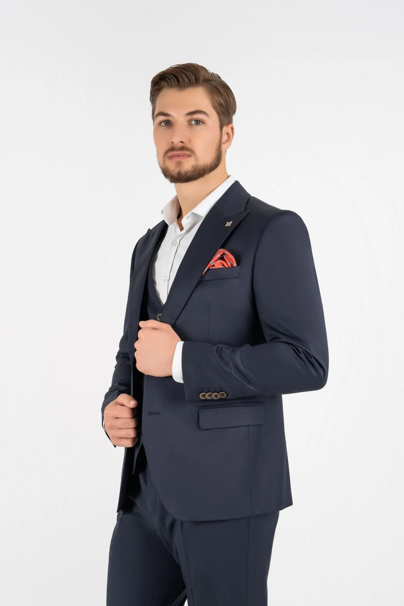 Fashion Men's 3 Pieces Flat Peak Lapel Tuxedos For Party (Blazer+vest+Pants) sold by Mens Event Wear