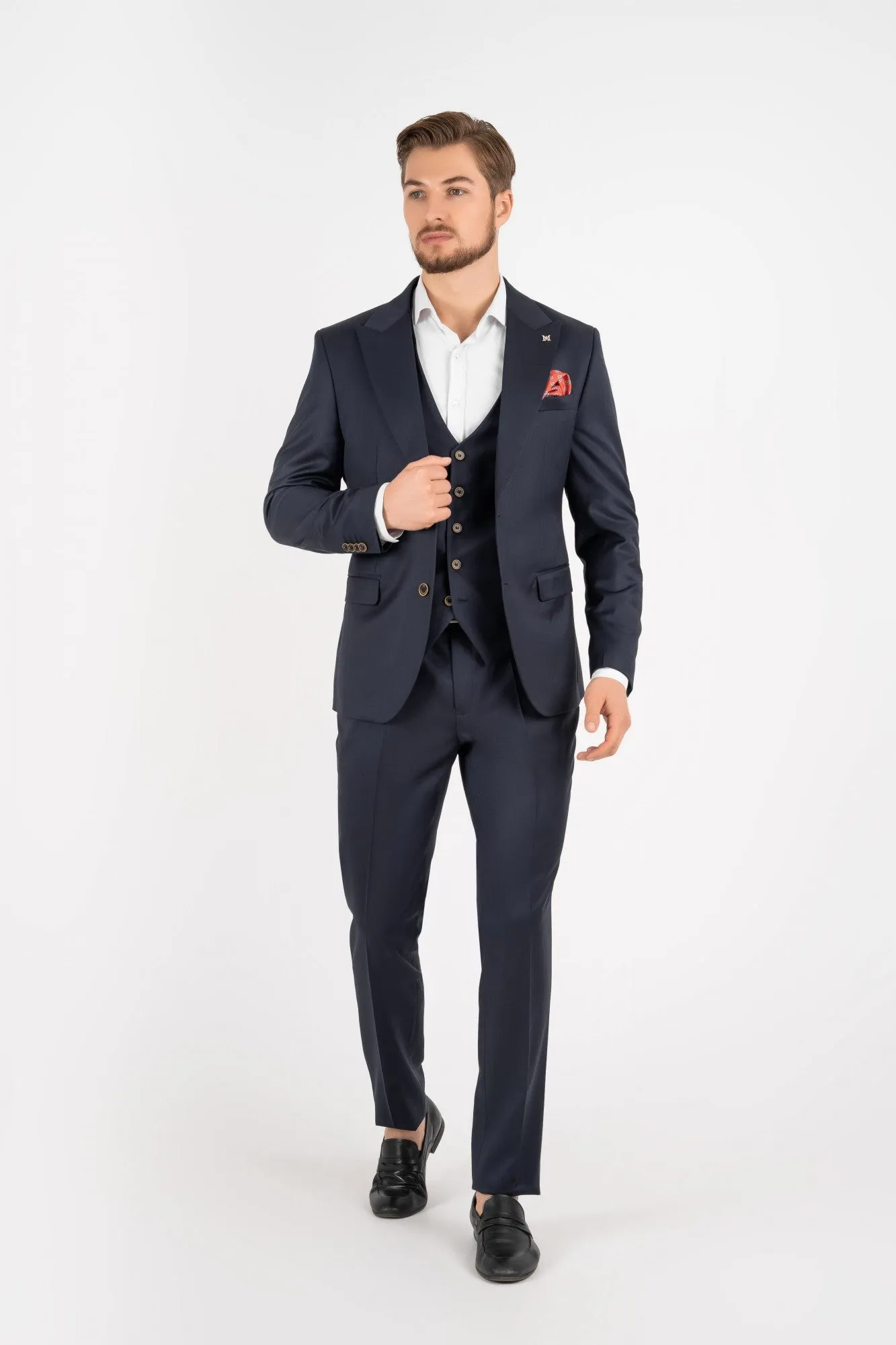 Fashion Men's 3 Pieces Flat Peak Lapel Tuxedos For Party (Blazer+vest+Pants) sold by Mens Event Wear product image thumbnail 2