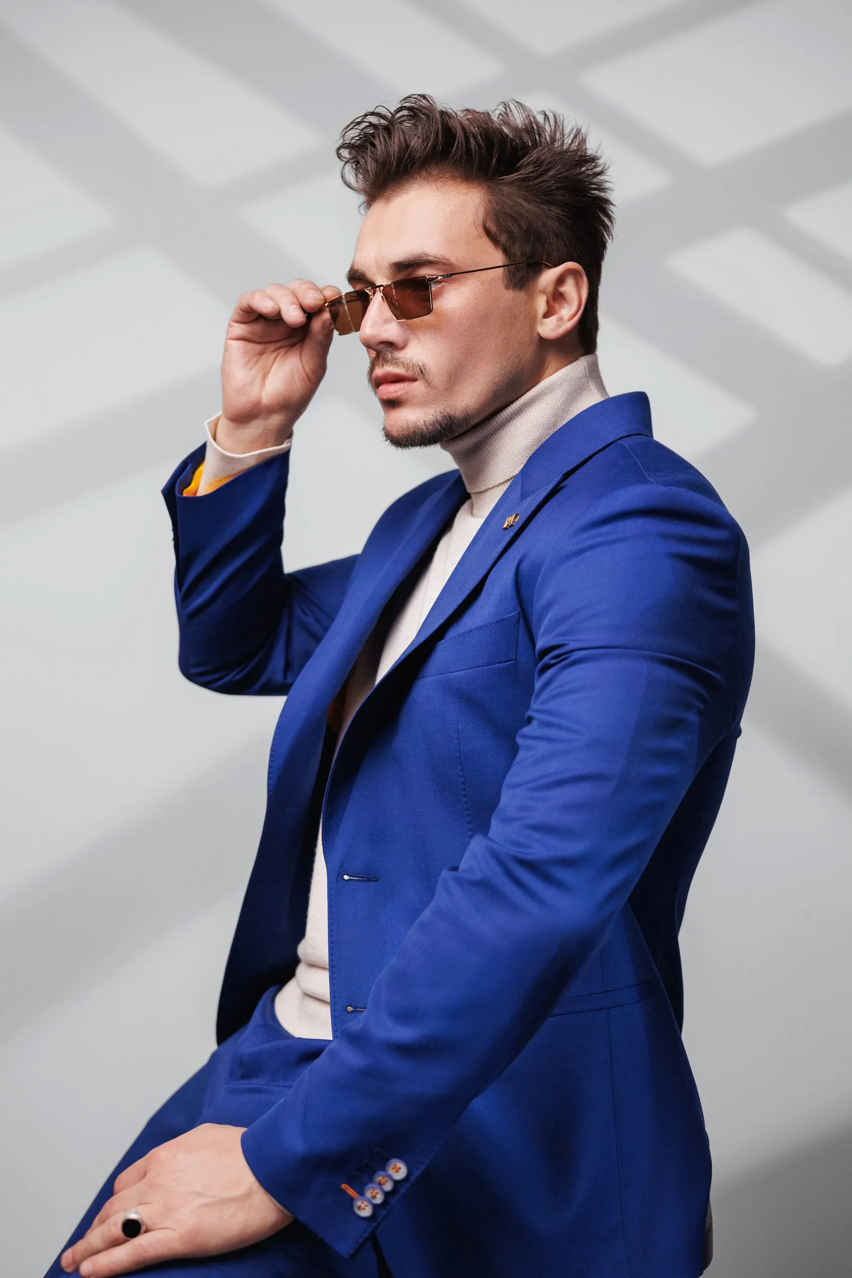 Fashion 2 Piece Men's Suit Flat Peak Wedding Lapel (Blazer + Pants) sold by Mens Event Wear product image thumbnail 4