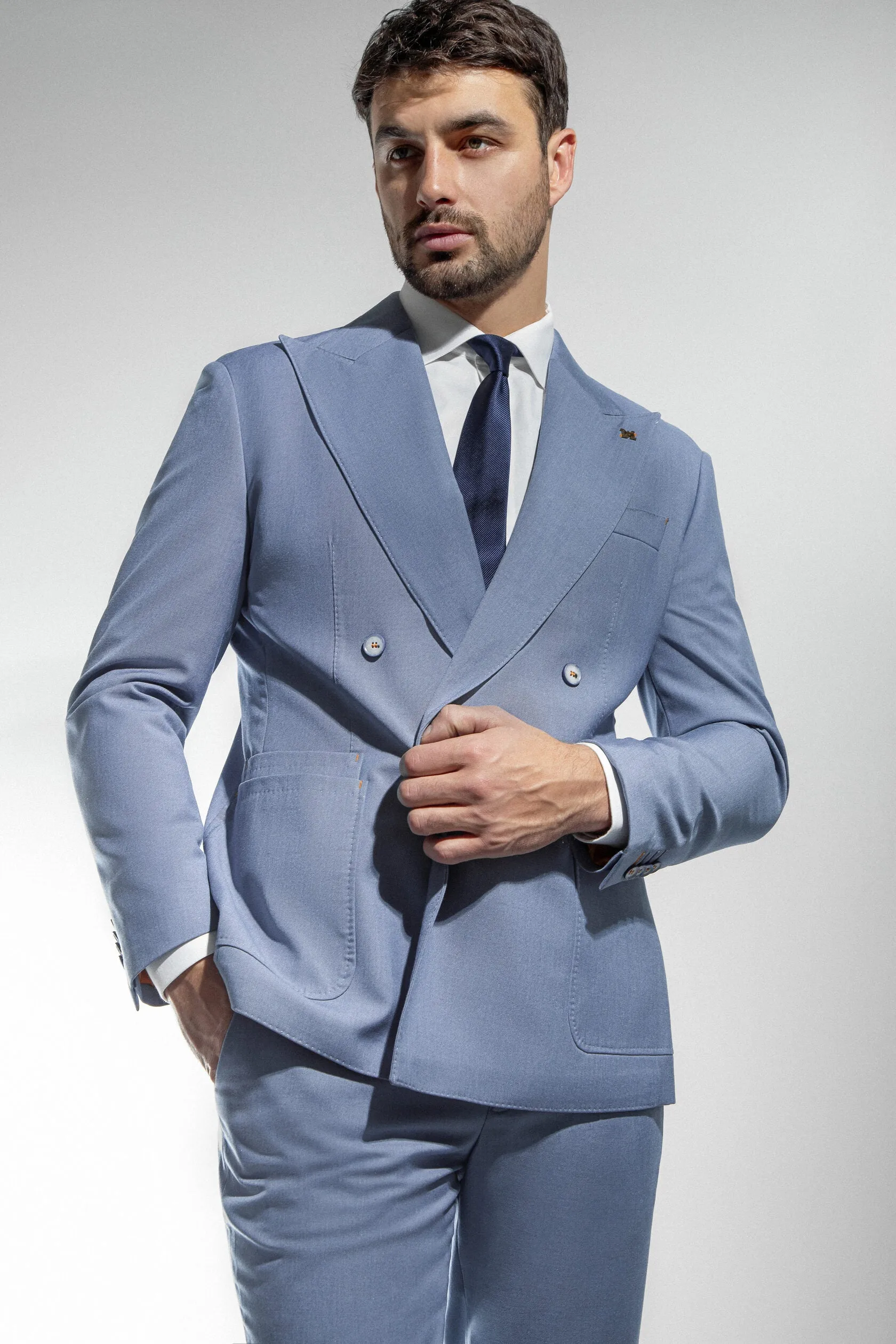 Formal 2 Pieces Mens Suit Flat Peak Lapel Tuxedos For Wedding (Blazer+Pants) sold by Mens Event Wear