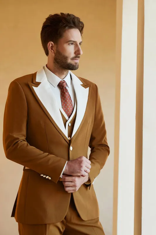 Fashion Men's 3 Pieces Flat Peak Lapel Tuxedos For Party (Blazer+vest+Pants) sold by Mens Event Wear