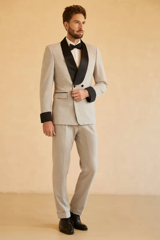 Fashionable Men's 2-piece Suit Shawl Lapel Wedding Suit (Blazer+Pants) sold by Mens Event Wear
