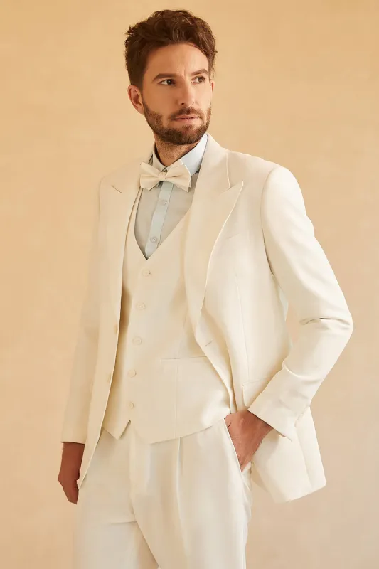 Fashion Men's 3 Pieces Flat Peak Lapel Tuxedos For Party (Blazer+vest+Pants) sold by Mens Event Wear