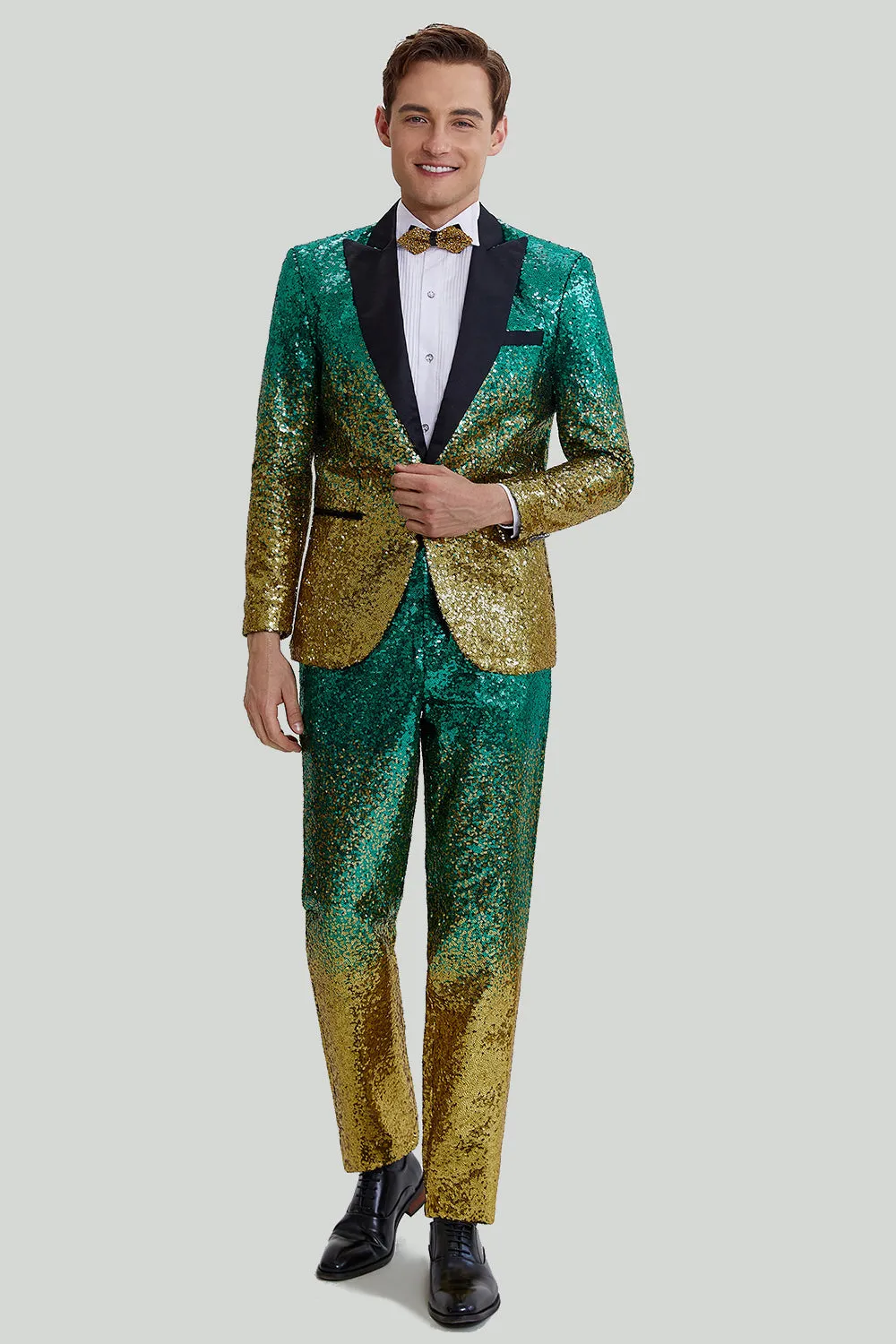 Fashion Men's Gradient Sequined Tuxedo Suit Peak lapel Men's Suit (Blazer + Pants) sold by Mens Event Wear product image thumbnail 4