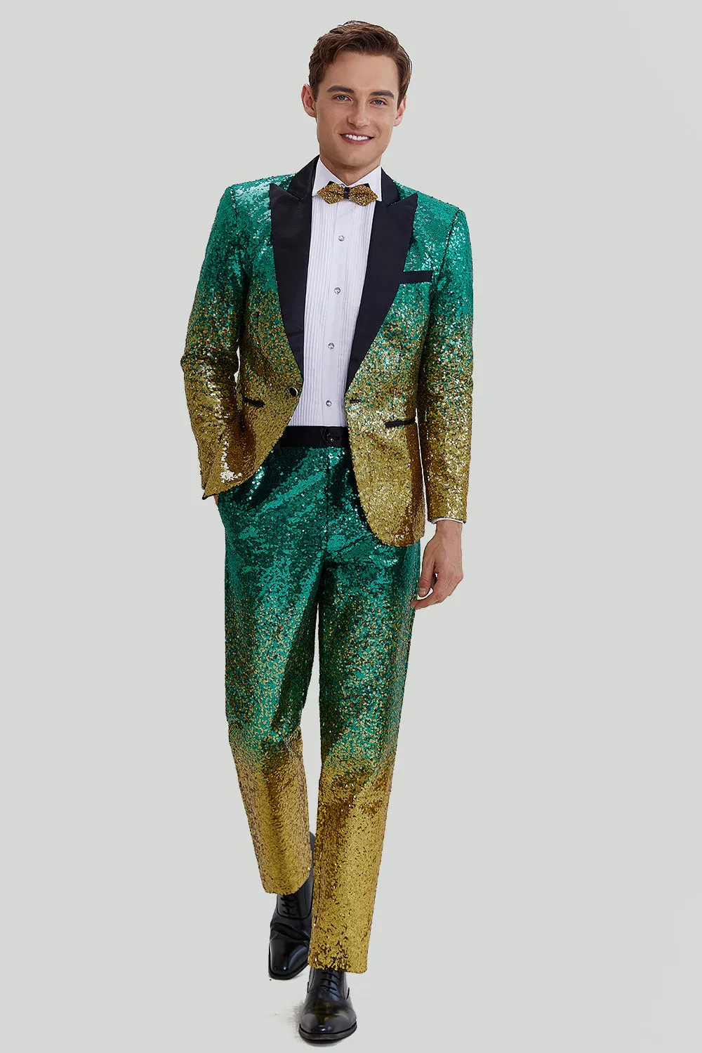 Fashion Men's Gradient Sequined Tuxedo Suit Peak lapel Men's Suit (Blazer + Pants) sold by Mens Event Wear product image thumbnail 2