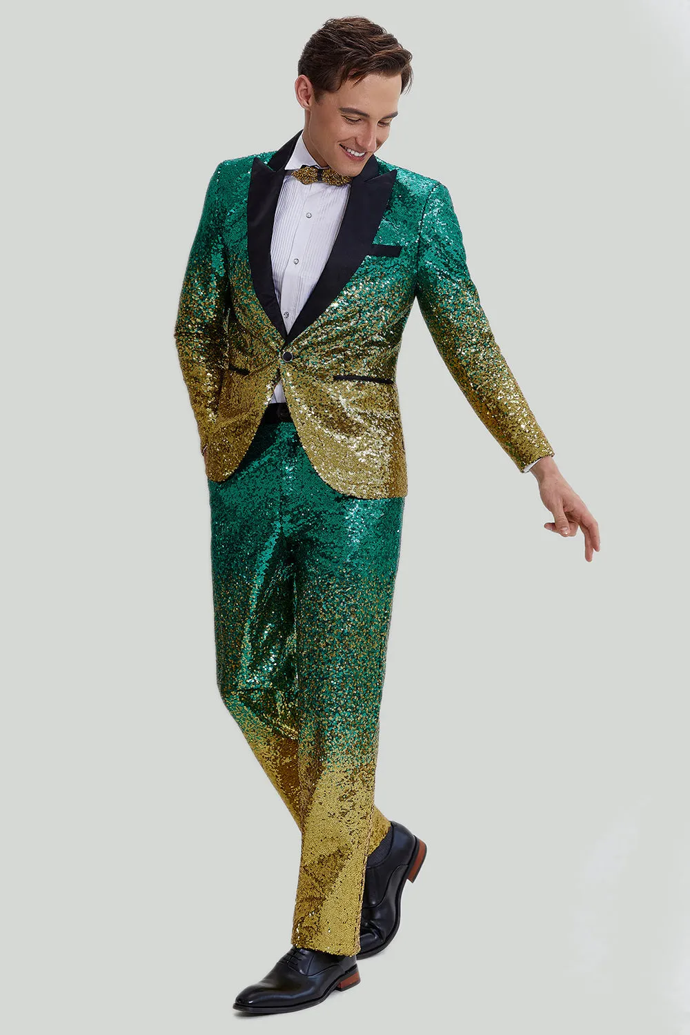 Fashion Men's Gradient Sequined Tuxedo Suit Peak lapel Men's Suit (Blazer + Pants) sold by Mens Event Wear