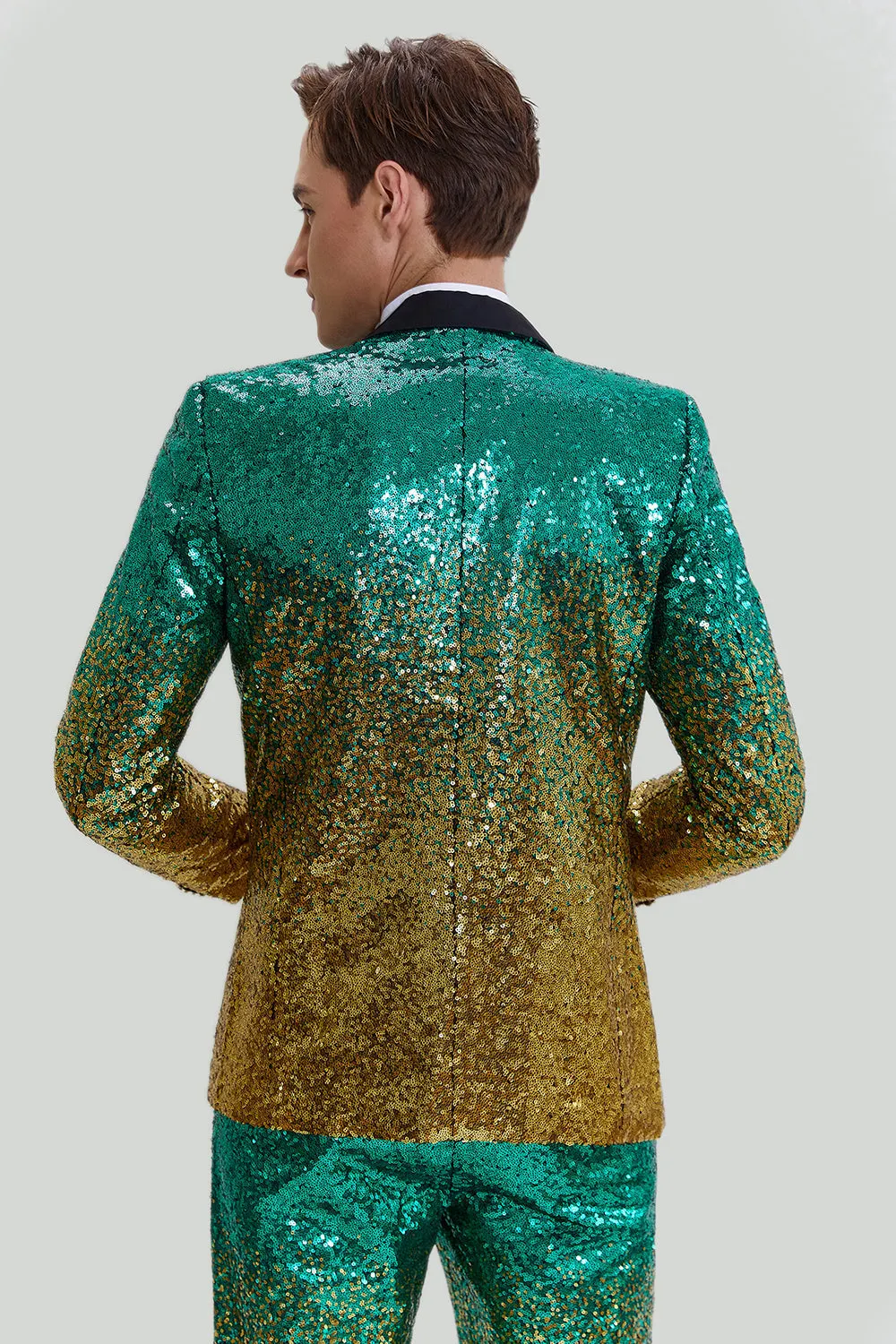 Fashion Men's Gradient Sequined Tuxedo Suit Peak lapel Men's Suit (Blazer + Pants) sold by Mens Event Wear product image thumbnail 3