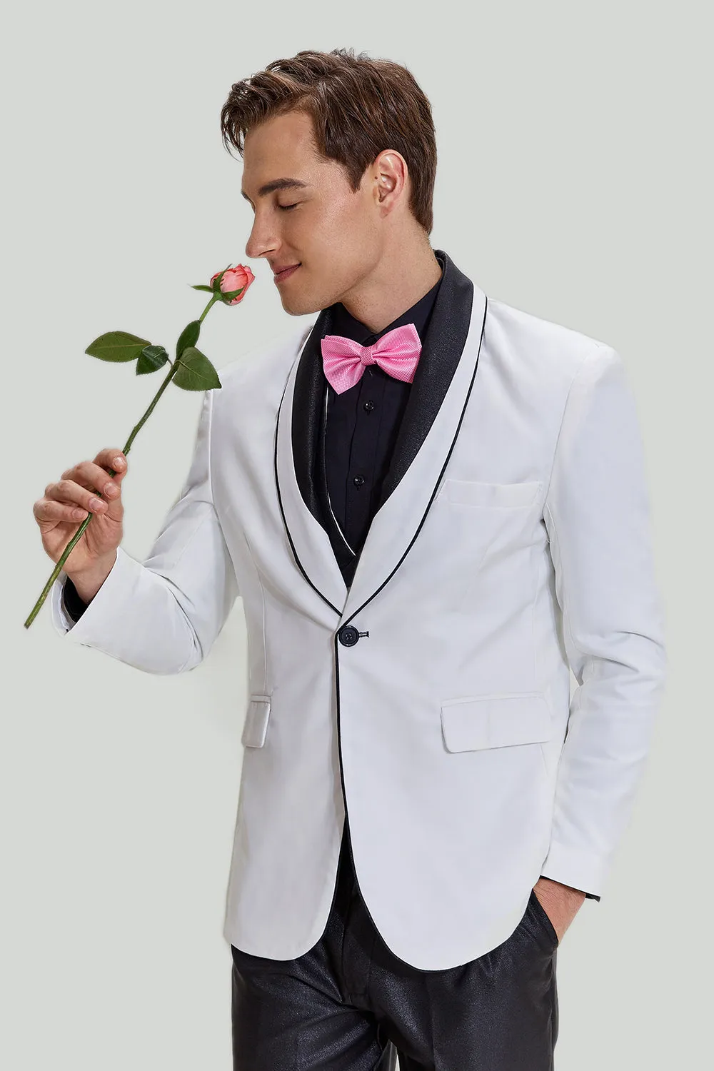 Formal 3 Pieces Mens Suit Flat Shawl Lapel Tuxedos (Blazer+vest+Pants) sold by Mens Event Wear