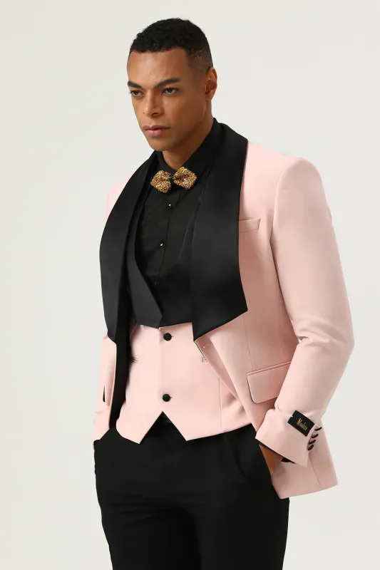 Fashion 3 Pieces Mens Suit Flat Shawl Lapel Tuxedos (Blazer+vest+Pants) sold by Mens Event Wear