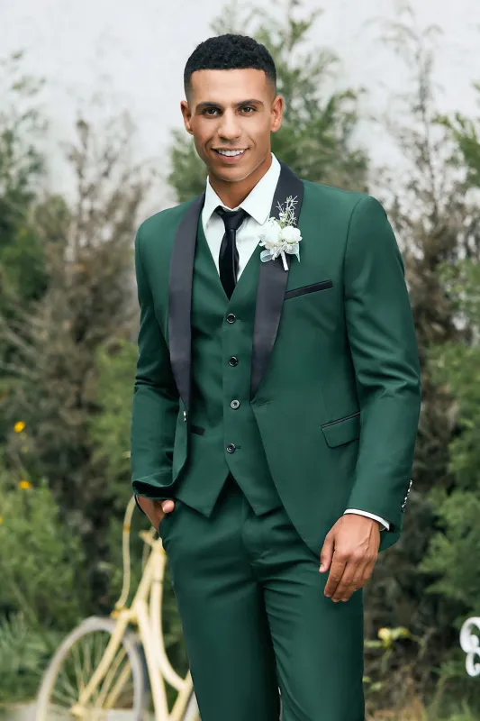 Fashion 3 Pieces Mens Suit Flat Shawl Lapel Tuxedos (Blazer+vest+Pants) sold by Mens Event Wear