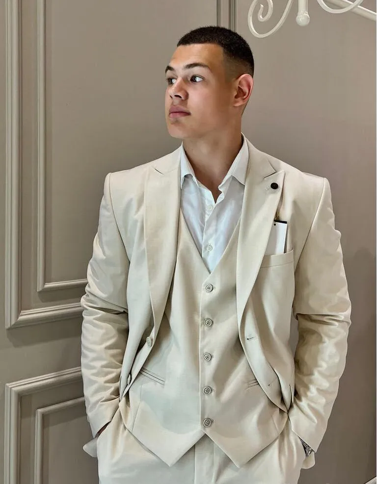 Fashion Men's 3 Pieces Flat Peak Lapel Tuxedos For Party (Blazer+vest+Pants) sold by Mens Event Wear product image thumbnail 2