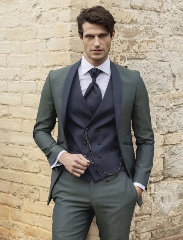 Formal 3 Pieces Mens Suit Flat Shawl Lapel Tuxedos (Blazer+vest+Pants) sold by Mens Event Wear