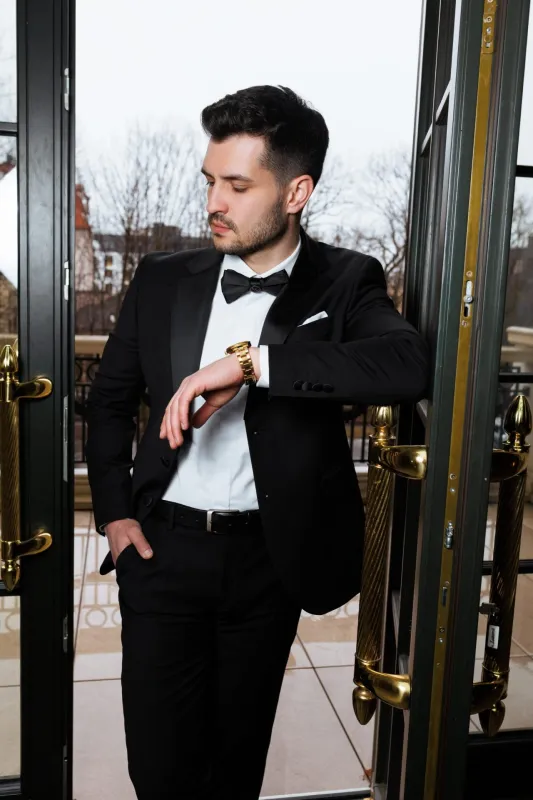 Casual 2 Piece Men's Suit Flat Notched Wedding Lapel (Blazer + Pants) sold by Mens Event Wear
