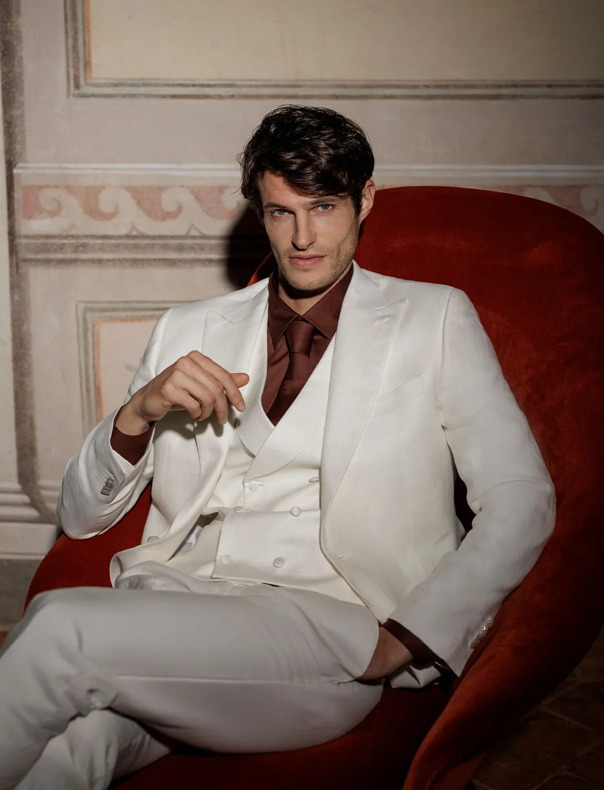 Formal Men's Suits Slim Fit 3 Pieces Peak Lapel Tuxedos (Blazer+Vest+ Pant) sold by Mens Event Wear