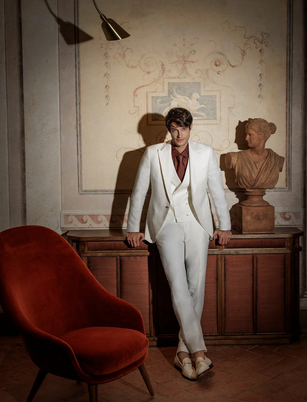 Formal Men's Suits Slim Fit 3 Pieces Peak Lapel Tuxedos (Blazer+Vest+ Pant) sold by Mens Event Wear product image thumbnail 2