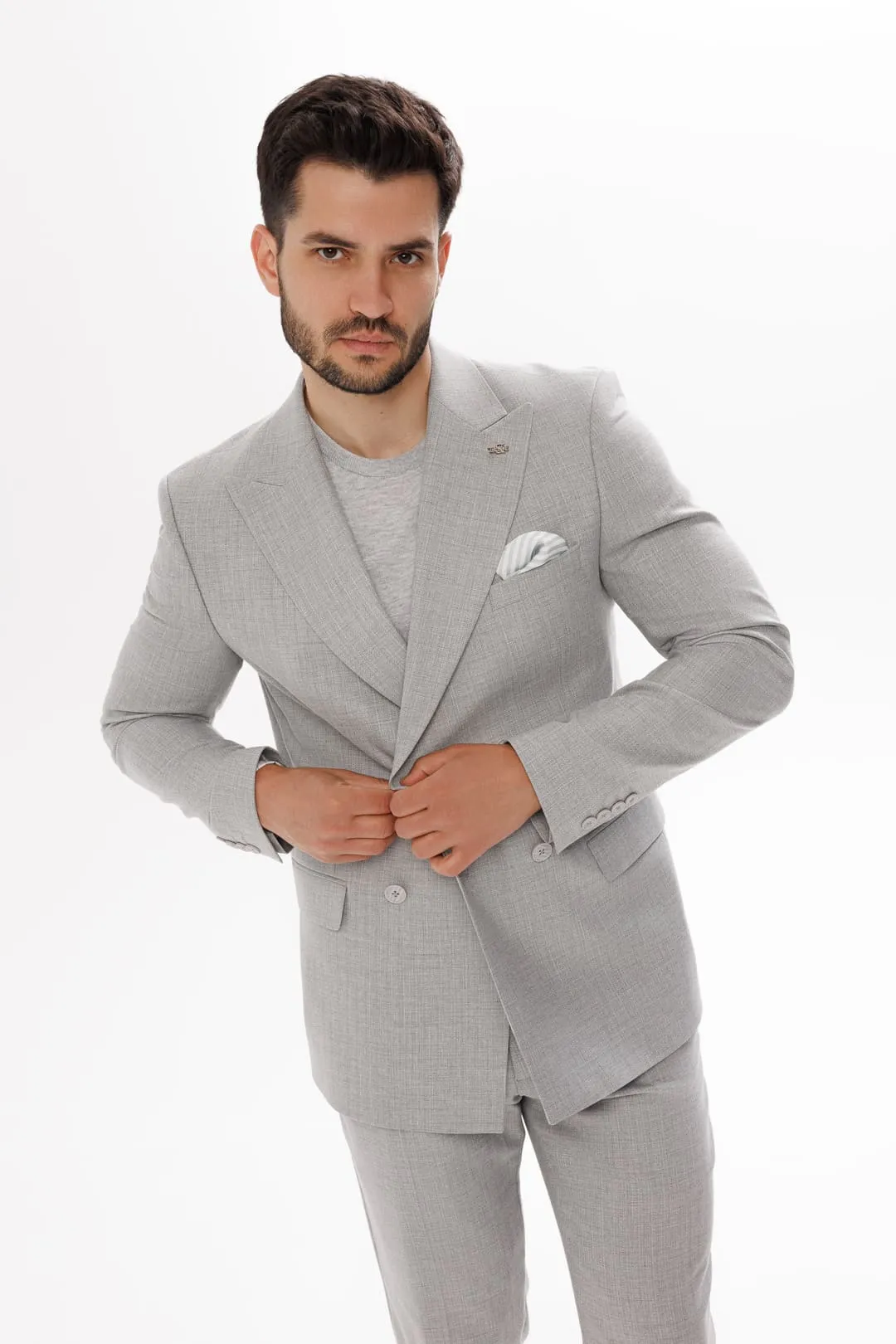 Formal 2 Pieces Mens Suit Flat Peak Lapel Tuxedos For Wedding (Blazer+Pants) sold by Mens Event Wear product image thumbnail 3