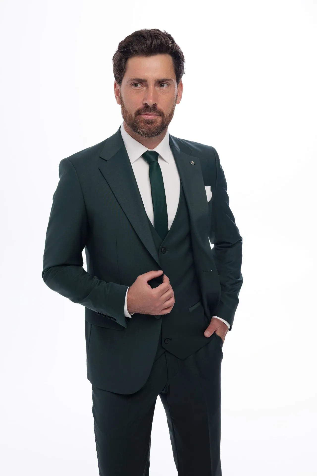 Fashion Men's 3 Pieces Flat Notch Lapel Tuxedos For Party (Blazer+vest+Pants) sold by Mens Event Wear