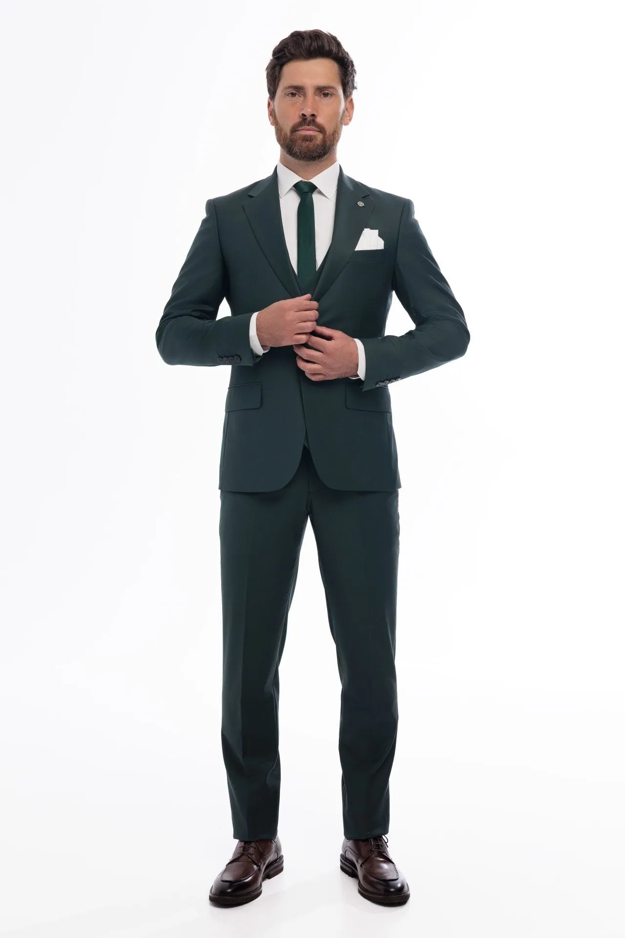 Fashion Men's 3 Pieces Flat Notch Lapel Tuxedos For Party (Blazer+vest+Pants) sold by Mens Event Wear product image thumbnail 5