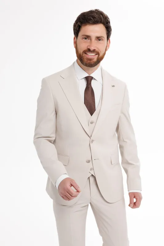 Fashion Men's 3 Pieces Flat Notch Lapel Tuxedos For Party (Blazer+vest+Pants) sold by Mens Event Wear