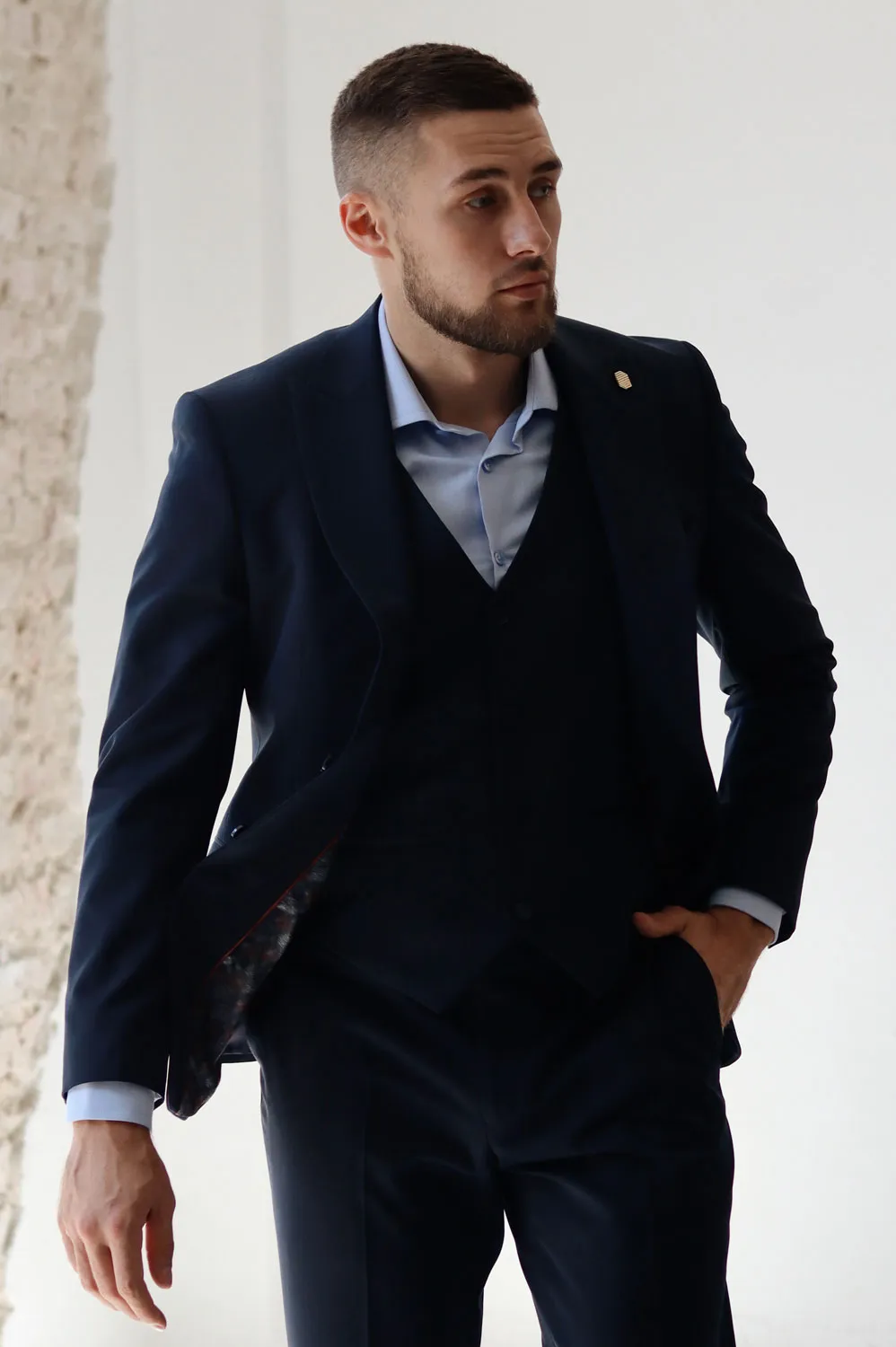 Fashion Men's 3 Pieces Flat Peak Lapel Tuxedos For Party (Blazer+vest+Pants) sold by Mens Event Wear product image thumbnail 3