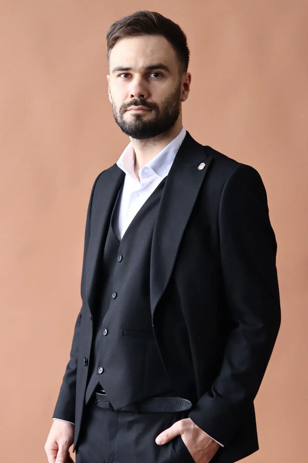 Fashion Men's 3 Pieces Flat Peak Lapel Tuxedos For Party (Blazer+vest+Pants) sold by Mens Event Wear product image thumbnail 2