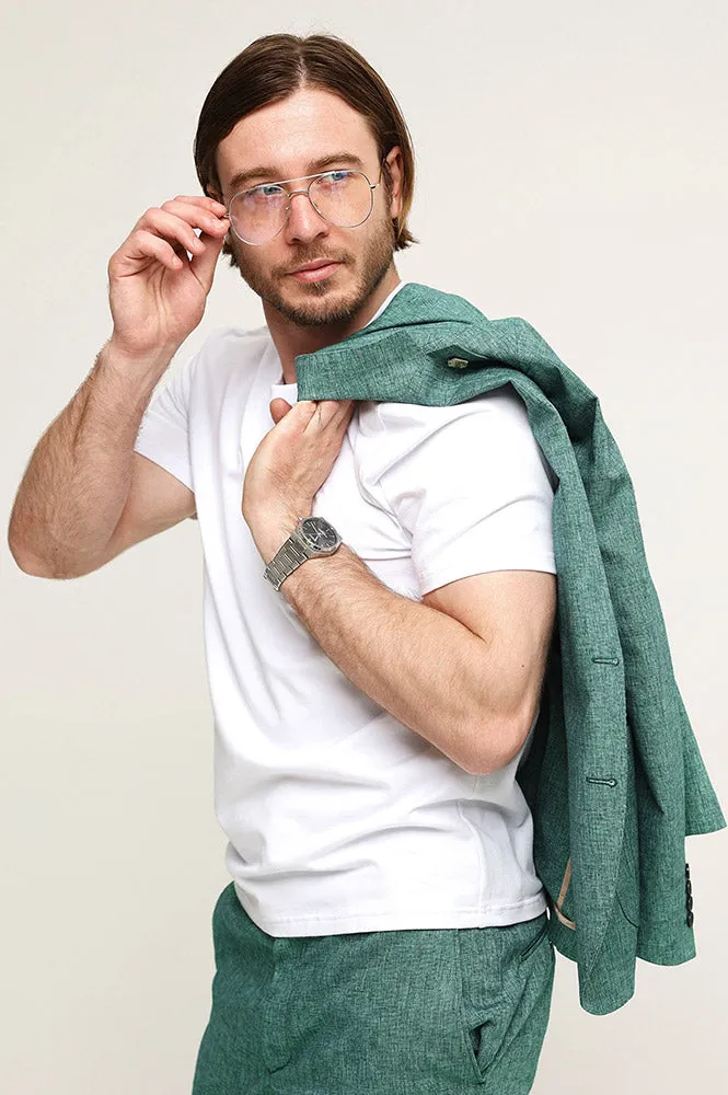 Formal 2 Pieces Mens Suit Flat Notch Lapel Tuxedos For Wedding (Blazer+Pants) sold by Mens Event Wear product image thumbnail 3