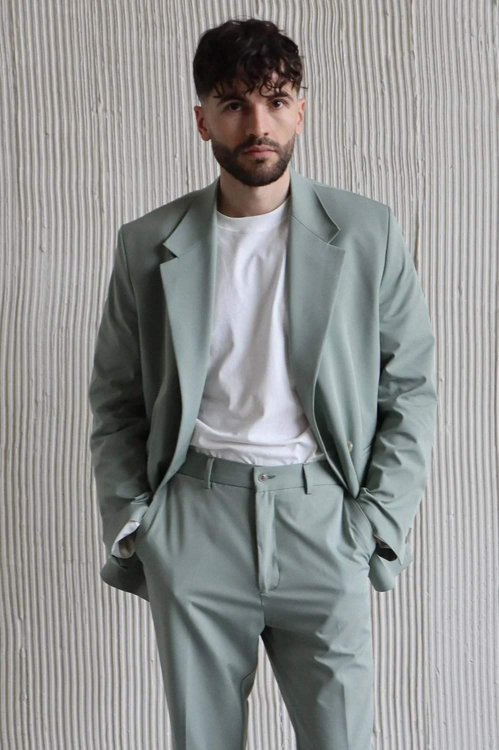 Formal 2 Pieces Mens Suit Flat Notch Lapel Tuxedos For Wedding (Blazer+Pants) sold by Mens Event Wear product image thumbnail 3