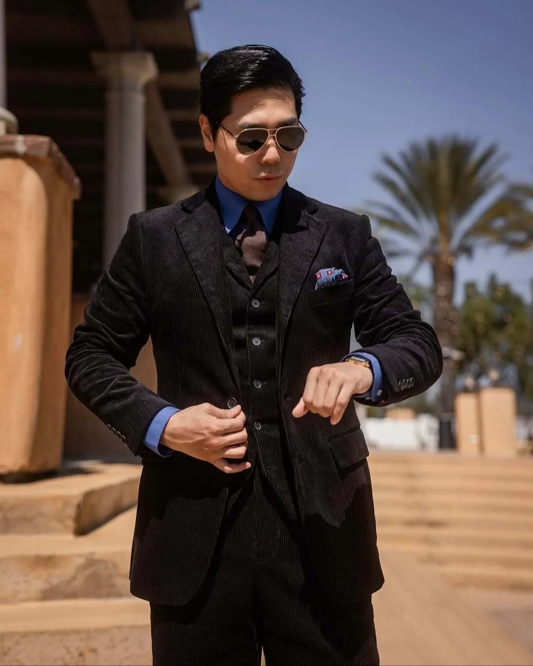 Formal 3 Pieces Mens Suit Corduroy Notch Lapel Tuxedos For Wedding (Blazer+Vest+Pants) sold by Mens Event Wear