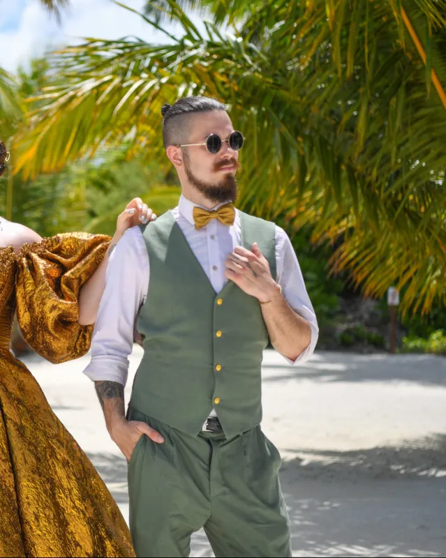 Menseventwear 2 Pieces Mens Suit Flat V Neck Vest Suit For Wedding (Vest + Pants) sold by Mens Event Wear