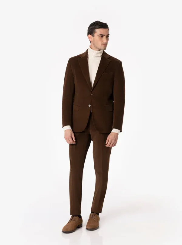 Formal 2 Pieces Mens Suit Corduroy Notch Lapel Tuxedos For Wedding (Blazer+Pants) sold by Mens Event Wear product image thumbnail 2