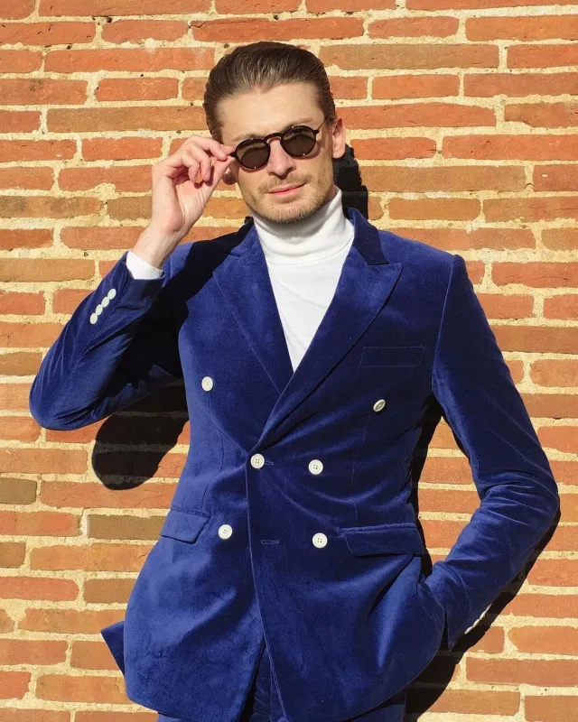 Fashionable Men's 2-piece Suit Velvet Peak Lapel Wedding Suit (Blazer+Pants) sold by Mens Event Wear