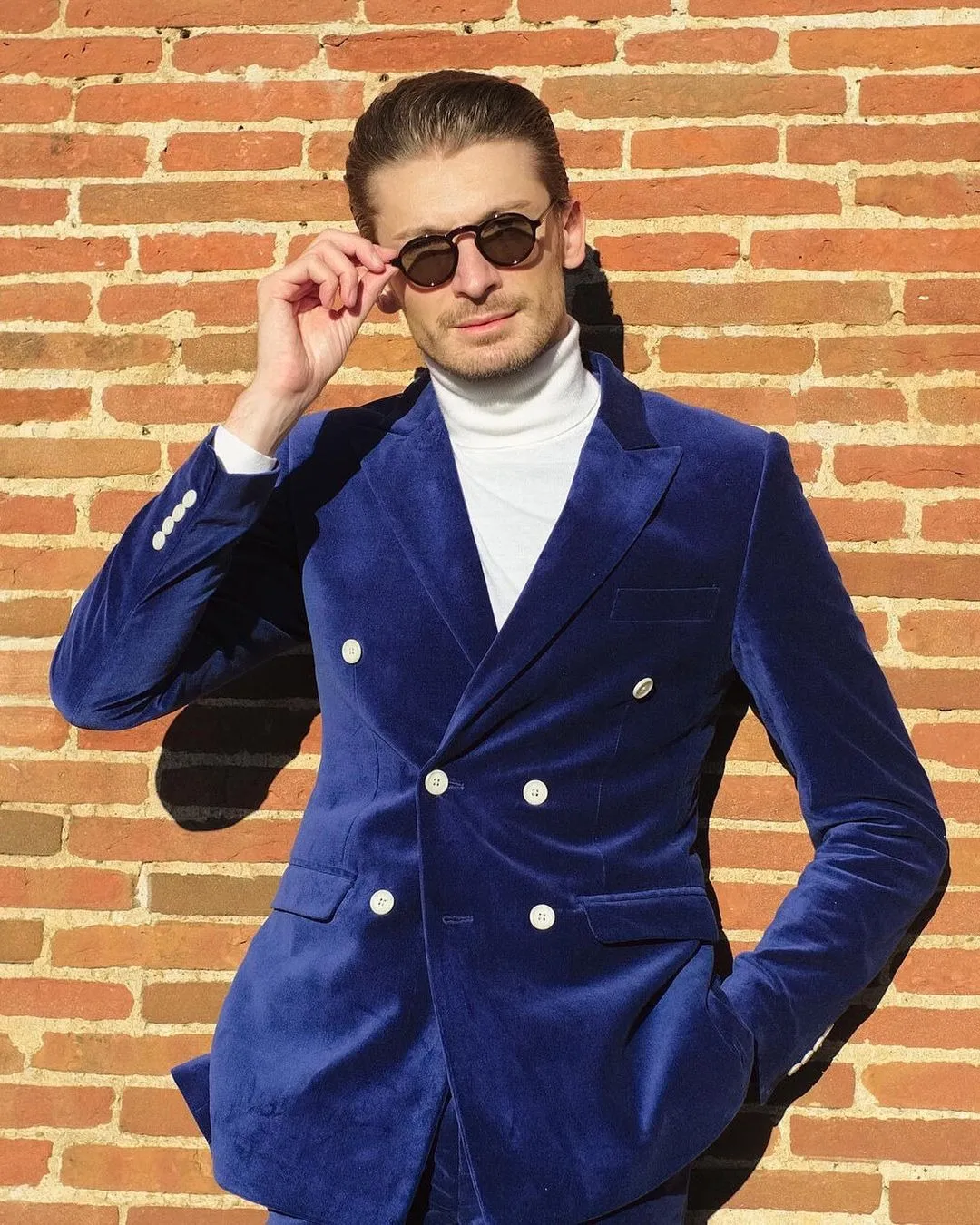 Fashionable Men's 2-piece Suit Velvet Peak Lapel Wedding Suit (Blazer+Pants) sold by Mens Event Wear