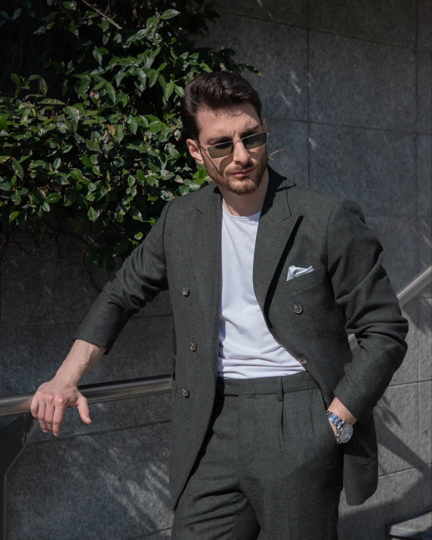 Men's Casual 2 Pieces Mens Suit Classic Tweed Peak Lapel Tuxedos (Blazer+Pants) sold by Mens Event Wear