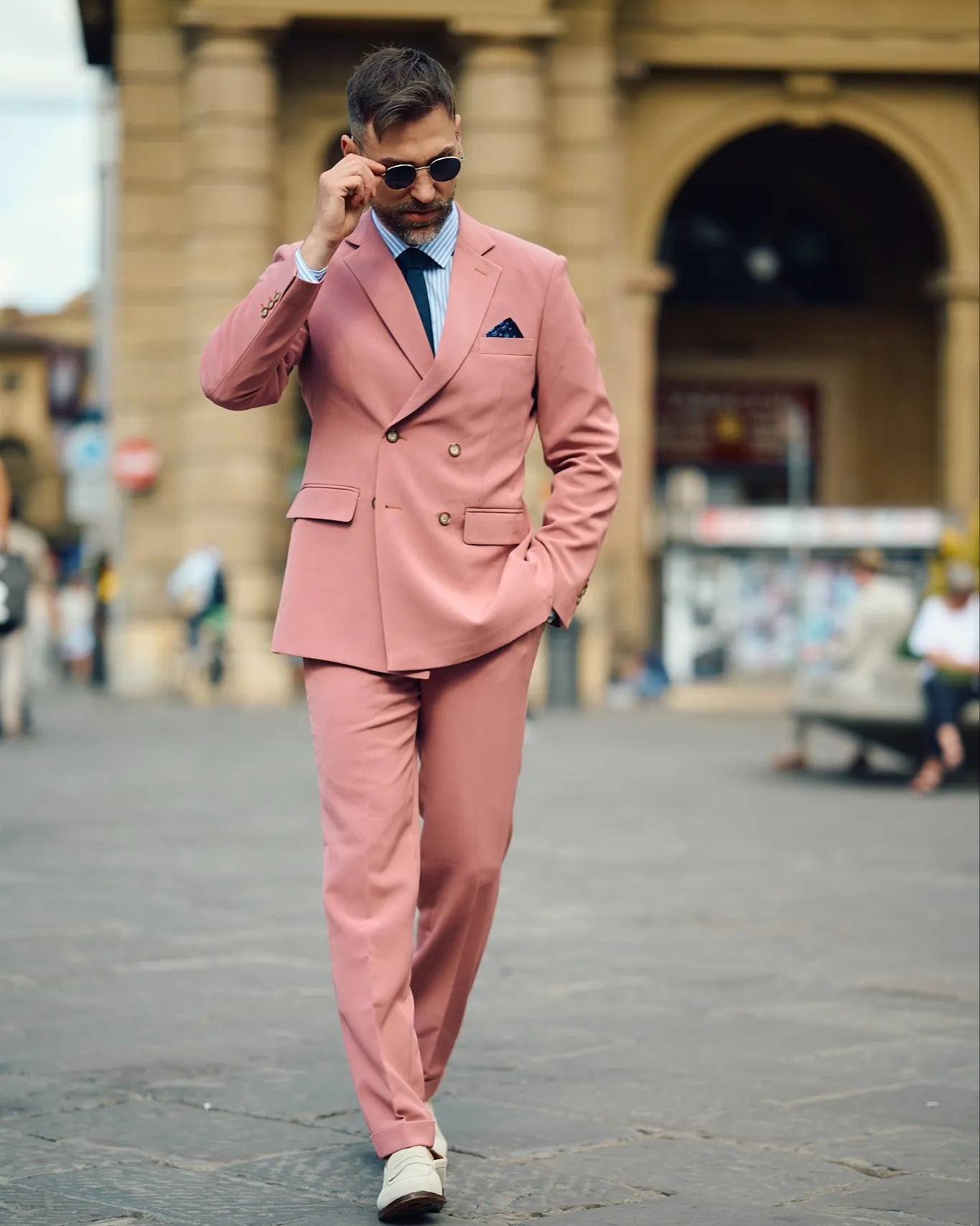 Formal 2 Pieces Mens Suit Flat Notch Lapel Tuxedos For Wedding (Blazer+Pants) sold by Mens Event Wear product image thumbnail 4