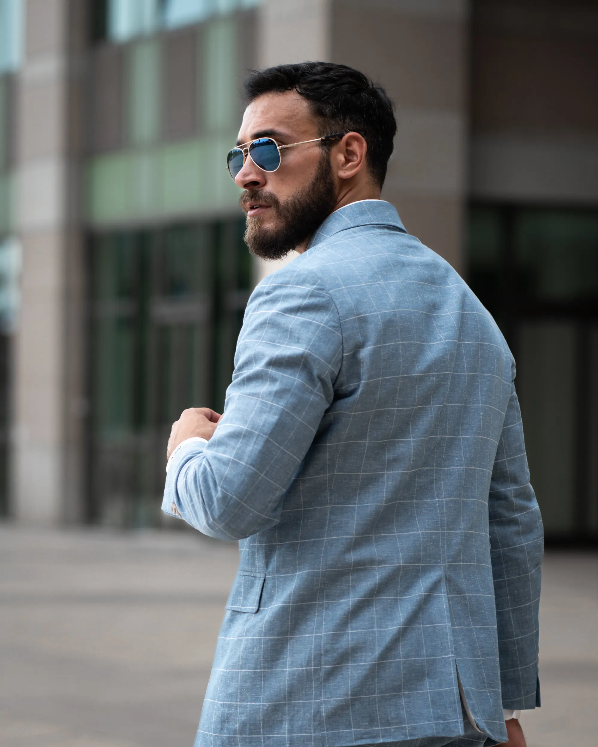 Men's 2 Pieces Formal Plaid Peak Lapel Double Breasted Suit (Blazer+Pants) sold by Mens Event Wear product image thumbnail 2