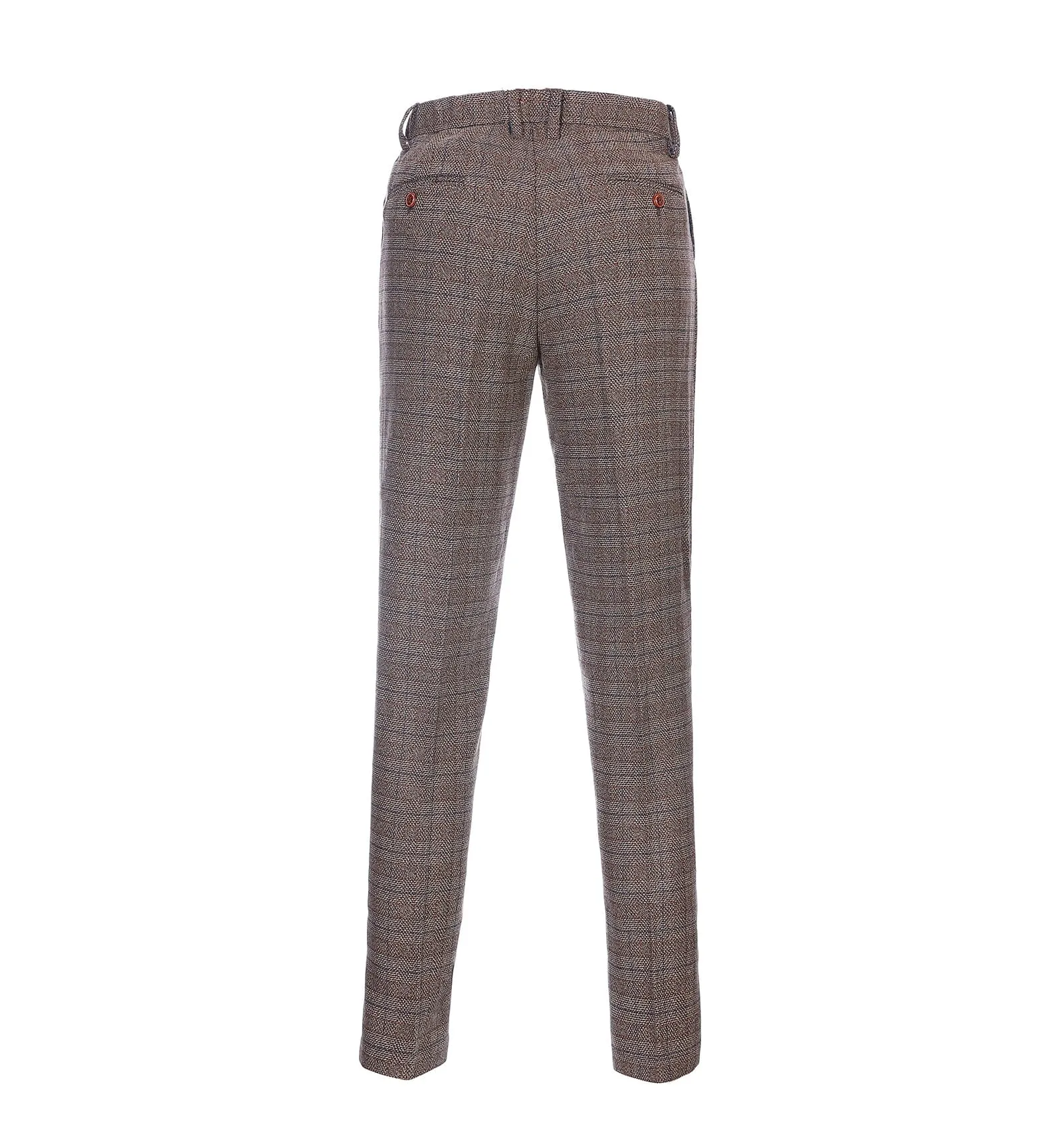 Casual Men's Suit Pants Brown Plaid Pleat-Front Trousers sold by Mens Event Wear product image thumbnail 2